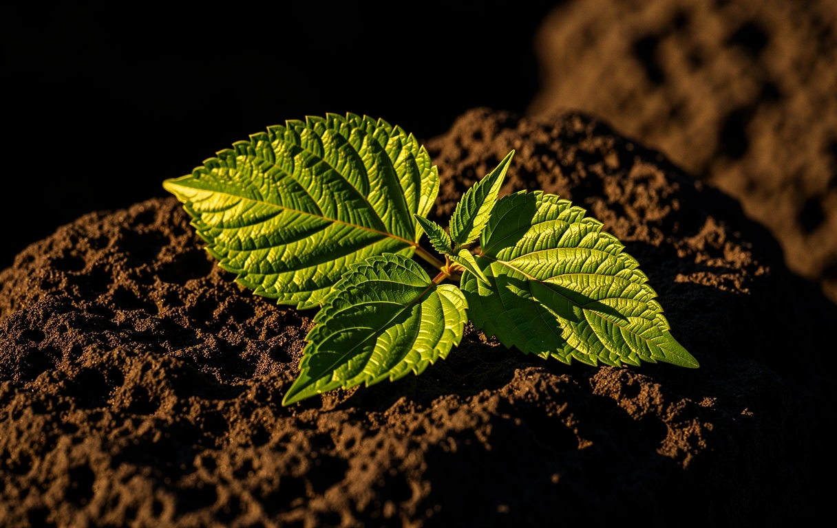 Detail daun botani alami